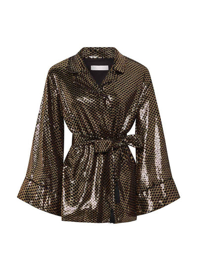Borgo De Nor Gold and black Una sequin jacket at Collagerie