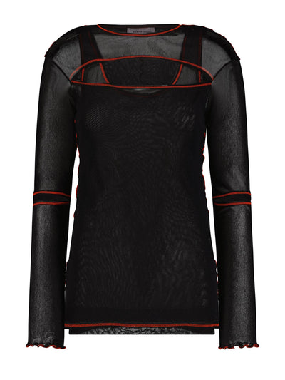 Marina Moscone Black layered long sleeve top at Collagerie