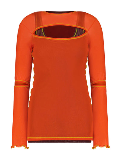 Marina Moscone Orange layered long sleeve top at Collagerie