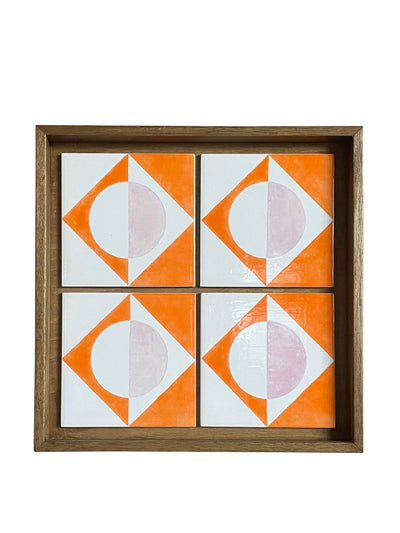 Silo Studio Orange Moon ceramic tiles, 4 hand painted tiles at Collagerie