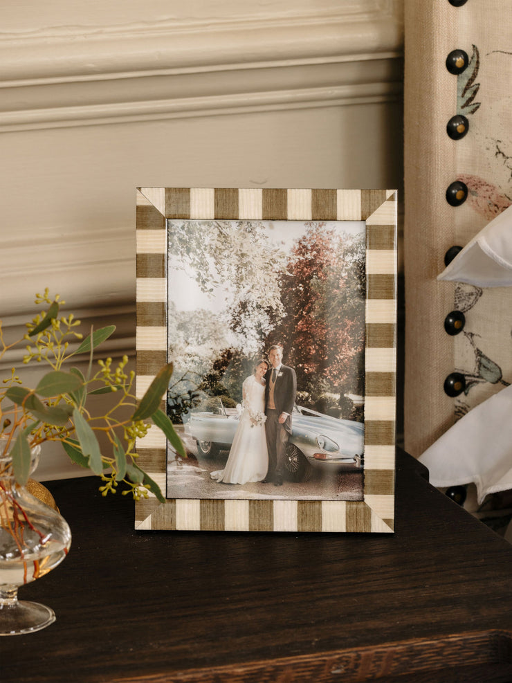 Delilah striped photo frame, taupe Photo Frames Rebecca Udall    - Collagerie