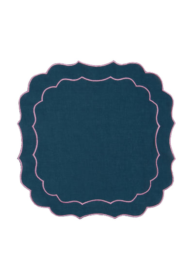 Domenica Marland The multipurpose napkin and placemat in pink and navy, set of 4 at Collagerie