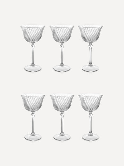 Rebecca Udall Julia twisted cut crystal coupes, set of 6 at Collagerie