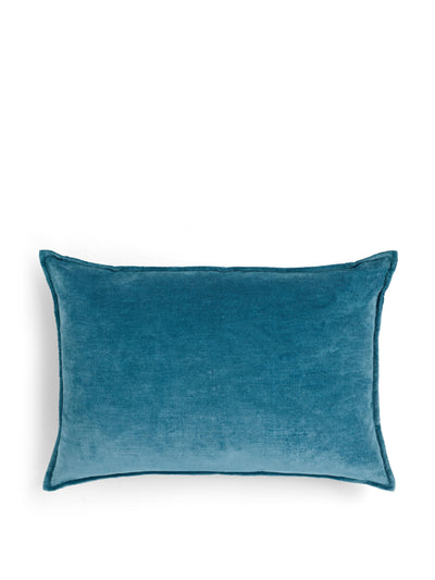 Rebecca Udall Denim blue verity linen velvet rectangular cushion at Collagerie