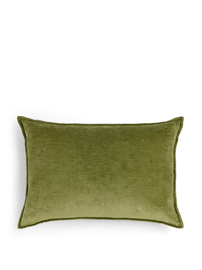 Rebecca Udall Moss verity linen velvet rectangular cushion at Collagerie