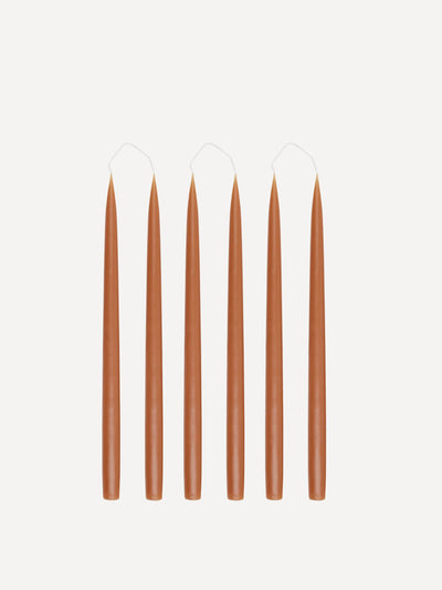 Rebecca Udall Danish taper candles in terracotta (set of 6) at Collagerie