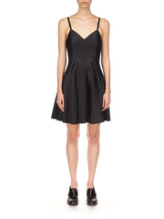 Black satin mini swing dress Clothing Marina Moscone    - Collagerie