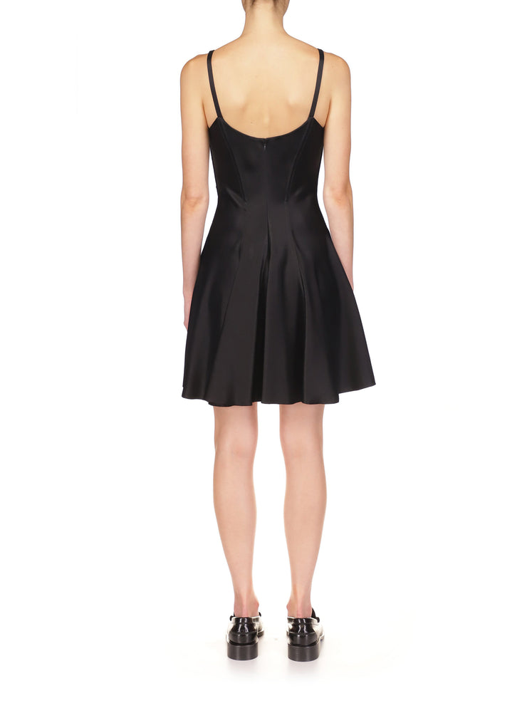 Black satin mini swing dress Clothing Marina Moscone    - Collagerie