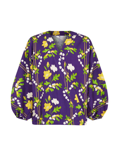 Valeria Cotoner Purple floral print blouse at Collagerie