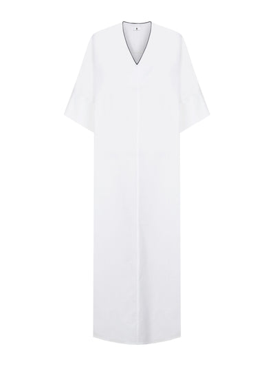 Valeria Cotoner White cotton poplin kaftan at Collagerie