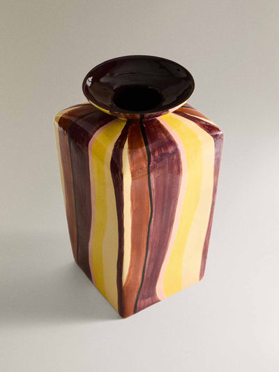 Zara Home x Collagerie Striped ceramic vase at Collagerie