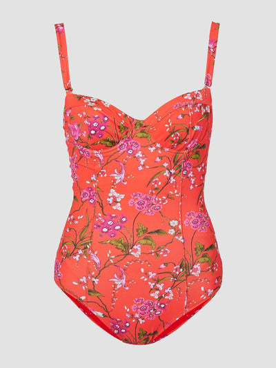 Erdem Poppy red one piece swimsuit at Collagerie