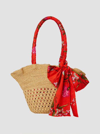 Erdem Raffia tote bag in red at Collagerie