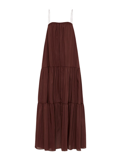 Matteau Burgundy voluminous tiered sundress at Collagerie