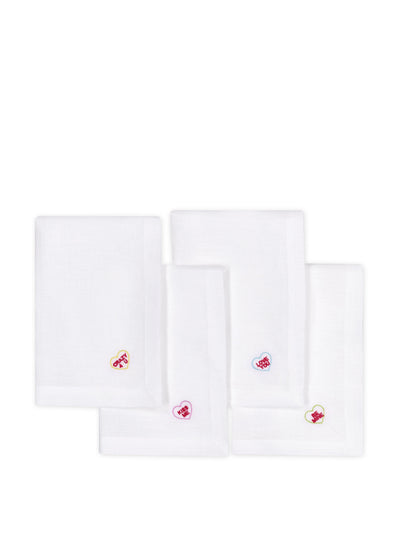 The Sette Embroidered sweetheart candy napkins, set of 4 at Collagerie