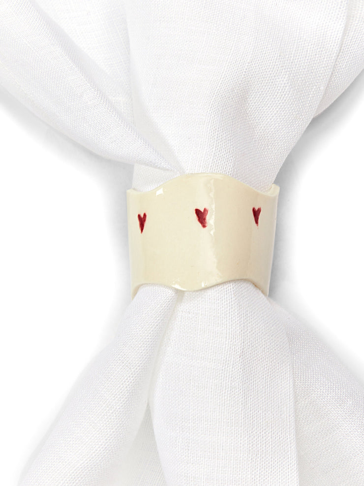 Porcelain heart napkin rings, set of 4