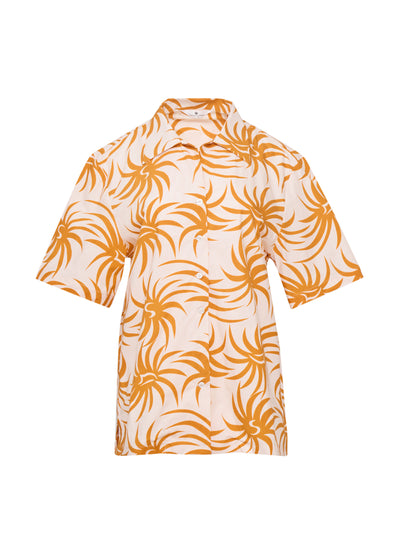 Valeria Cotoner Orange spiral cotton poplin shirt at Collagerie