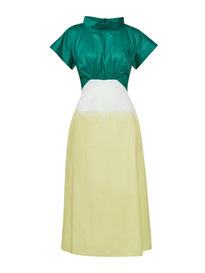 Valeria Cotoner Green cotton-silk satin midi dress at Collagerie