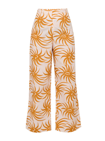 Valeria Cotoner Orange spiral cotton poplin trousers at Collagerie