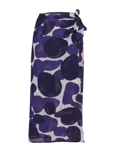 Valeria Cotoner Blue printed cotton-silk pareo skirt at Collagerie