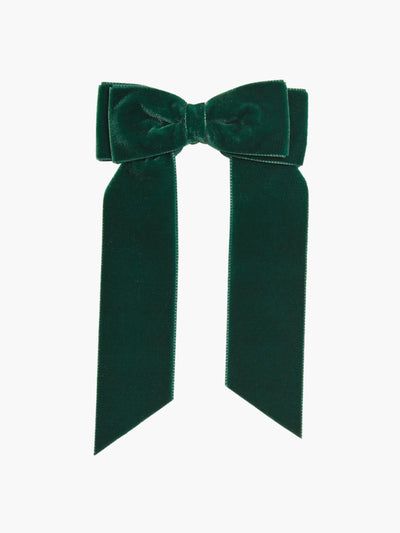 Amaia Green velvet long tail bow at Collagerie