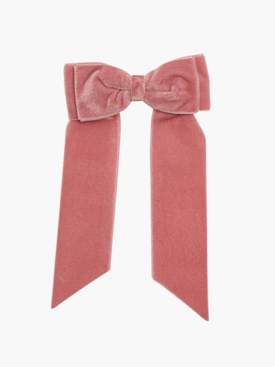 Amaia Pink velvet long tail bow at Collagerie