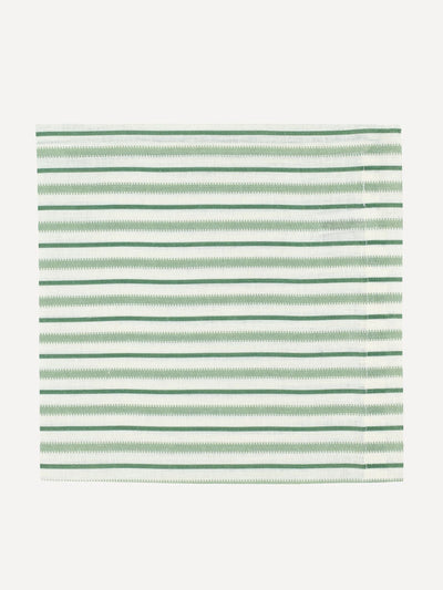 Rebecca Udall Victoria striped linen napkin in chalk & moss green at Collagerie