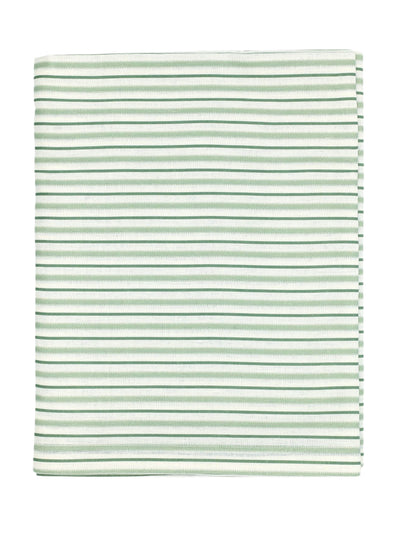 Rebecca Udall Victoria striped linen tablecloth in chalk & moss green at Collagerie