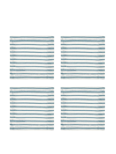 Rebecca Udall Victoria striped linen coasters in chalk blue, set of 4 at Collagerie