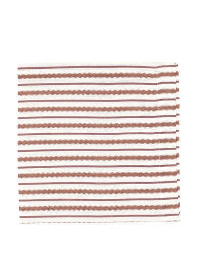 Rebecca Udall Victoria striped linen napkin in dusty rosewood at Collagerie