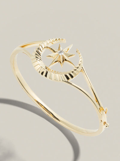 Lucy Delius Victorian star and moon fluted bangle at Collagerie