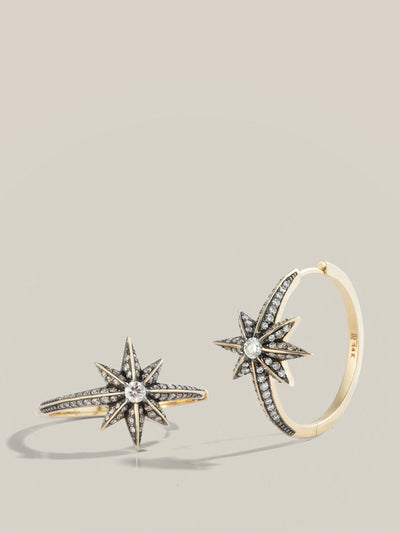 Lucy Delius Victorian star large diamond hoops at Collagerie