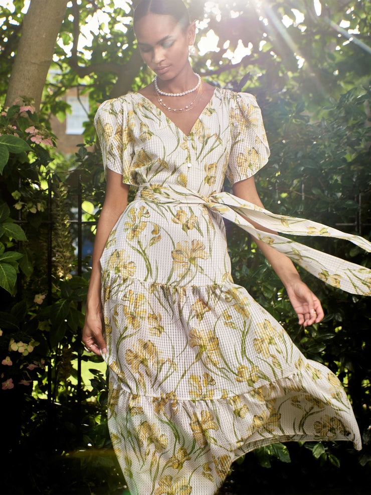 Yellow iris Lubava cotton silk dress  Vilshenko    - Collagerie