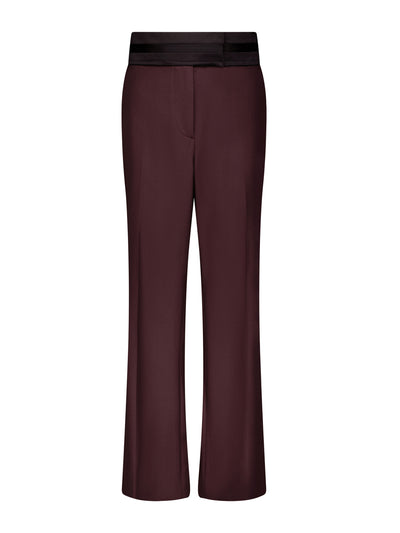 Marina Moscone Bordeaux relaxed trouser, with raw edge detail at Collagerie