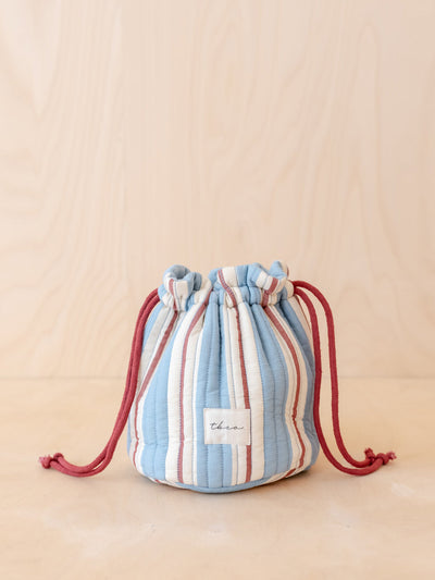 TBCo Cotton wash bag in blue stripe at Collagerie