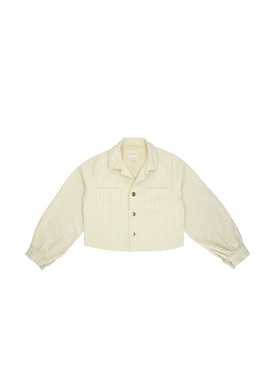 Seventy + Mochi Piper jacket cropped in buttermilk wide stripe at Collagerie