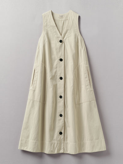 Toast Buttoned cotton linen canvas dress at Collagerie