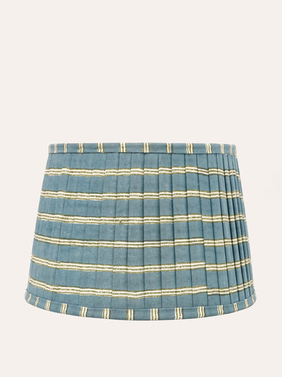 Birdie Fortescue Blue and sage green Edo stripe pleated lampshade at Collagerie