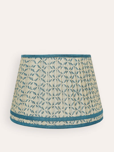 Birdie Fortescue Blue Trellis pleated silk double band lampshade at Collagerie