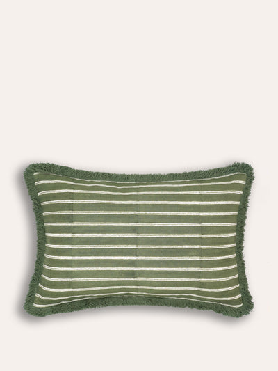 Birdie Fortescue Green Edo stripe cushion at Collagerie