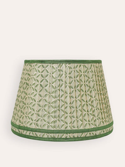 Birdie Fortescue Green Trellis pleated silk double band lampshade at Collagerie