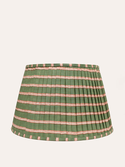 Birdie Fortescue Moss green and pink Edo stripe pleated lampshade at Collagerie