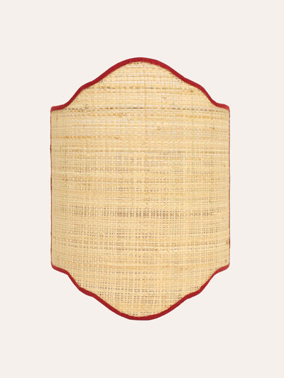 Birdie Fortescue Russet red Tedate raffia candle shade at Collagerie