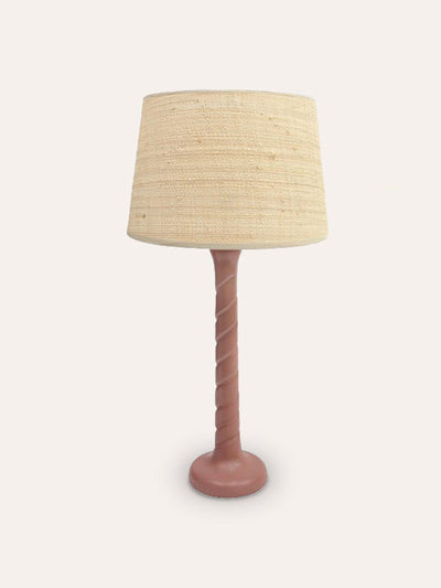 Birdie Fortescue Small pink twisted wooden table lamp at Collagerie