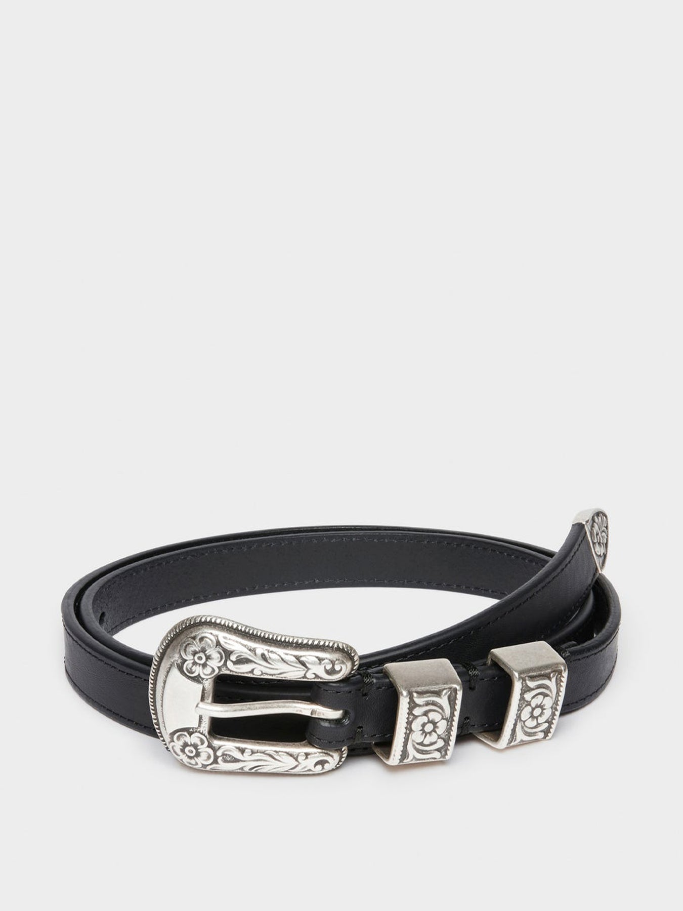 Black leather Western buckle belt – Collagerie