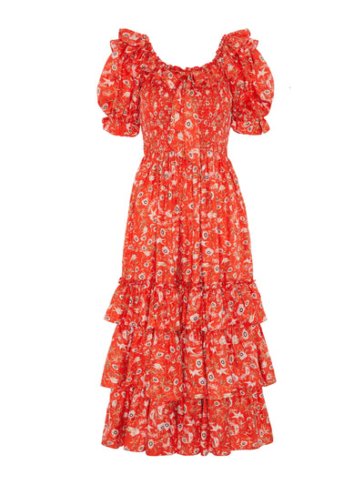 Muzungu Sisters Lola midi dress in Bird of Blessing print at Collagerie