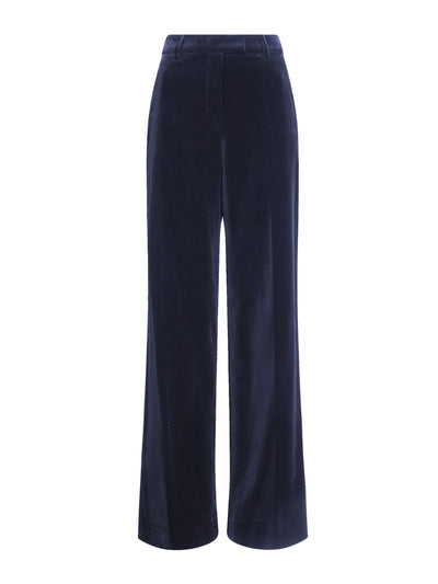 Cefinn Navy Taylor velvet wide leg trousers at Collagerie