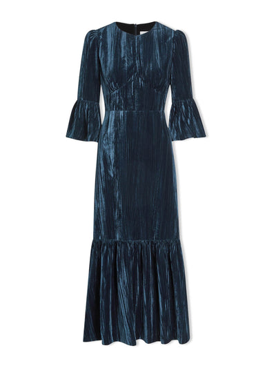 Cefinn Dark blue Daphne velvet maxi dress at Collagerie