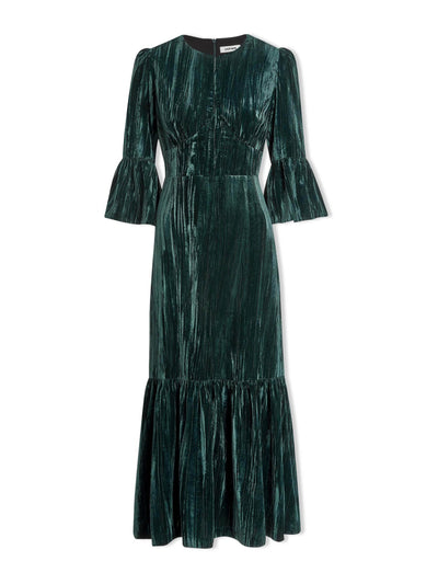 Cefinn Dark green Daphne velvet maxi dress at Collagerie