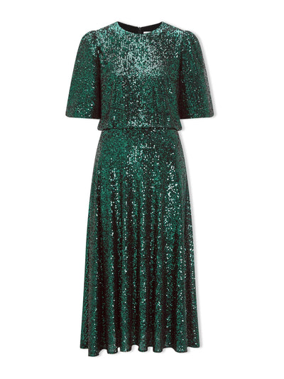 Cefinn Dark green Marnie sequin midi dress at Collagerie